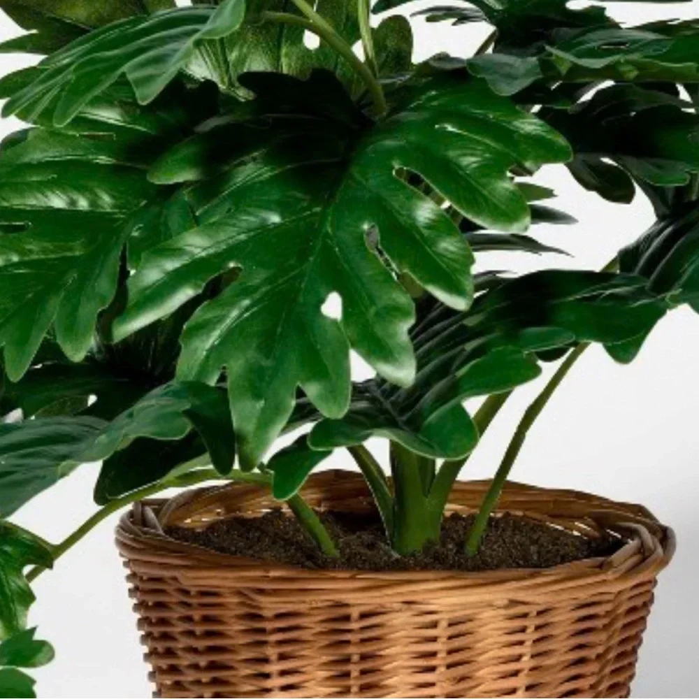 Threshold Green Faux Plant in‎ a Brown Wicker Basket